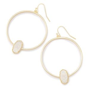 NWT Kendra Scott - Elora Hoop Earrings - yellow gold & white stone